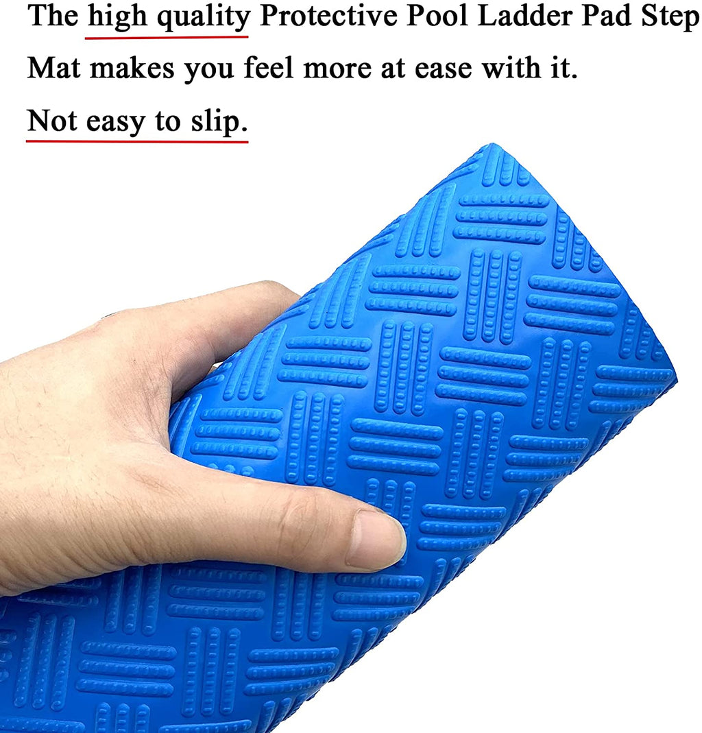Swimming Pool Ladder Mat - Protective Pool Ladder Pad Step Mat with Non-Slip Texture, Blue Medium Pool Step Mat, 36 Inch X 9 Inch
