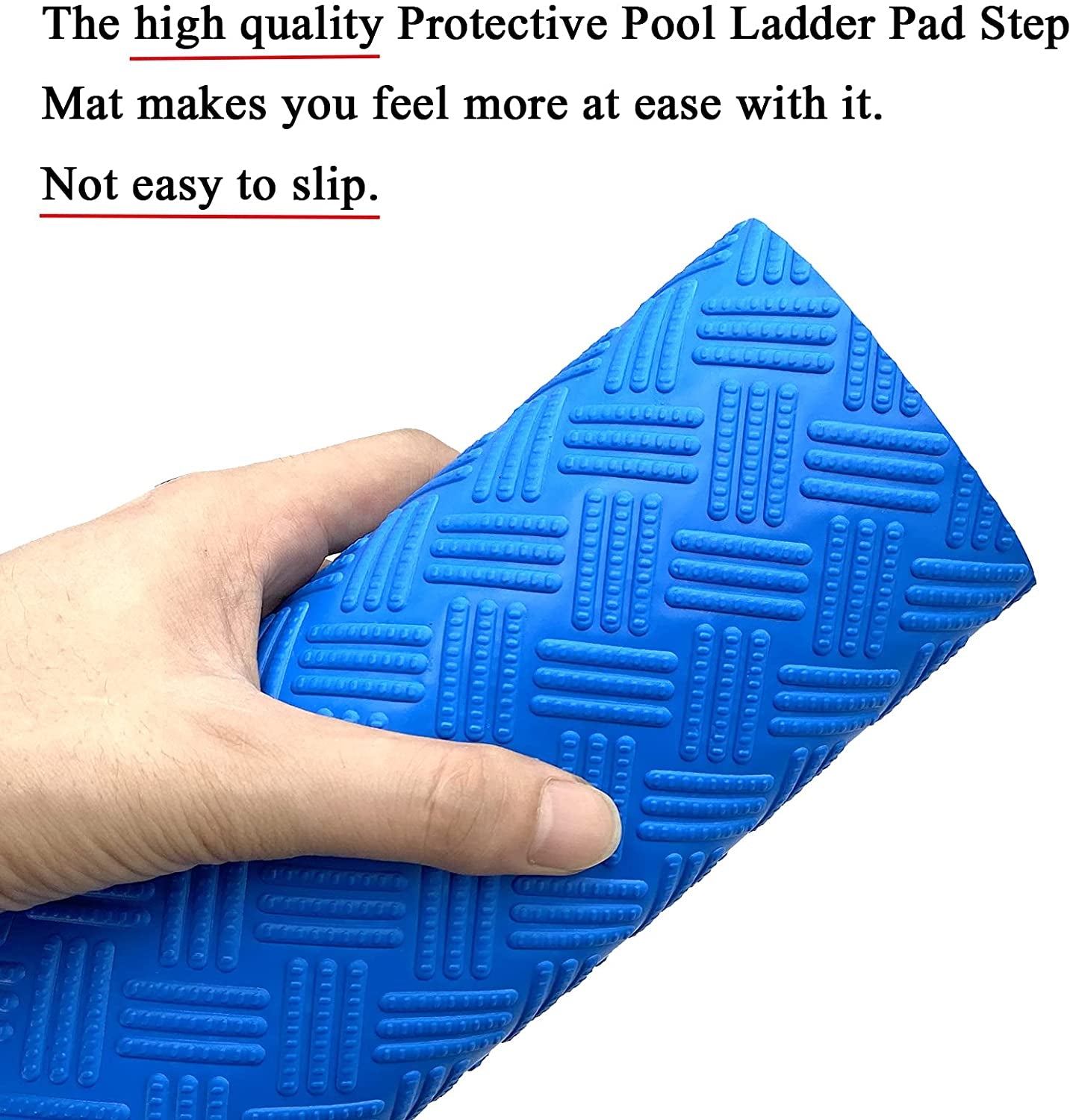 Swimming Pool Ladder Mat - Protective Pool Ladder Pad Step Mat with Non-Slip Texture, Blue Medium Pool Step Mat, 36 Inch X 9 Inch
