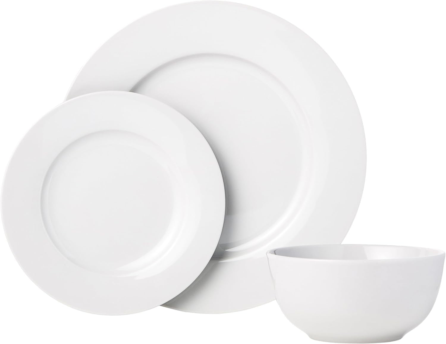 Porcelain Dinnerware Set, Microwave and Dishwasher Safe, Service for 6, 18-Piece, Plates, Bowls, White