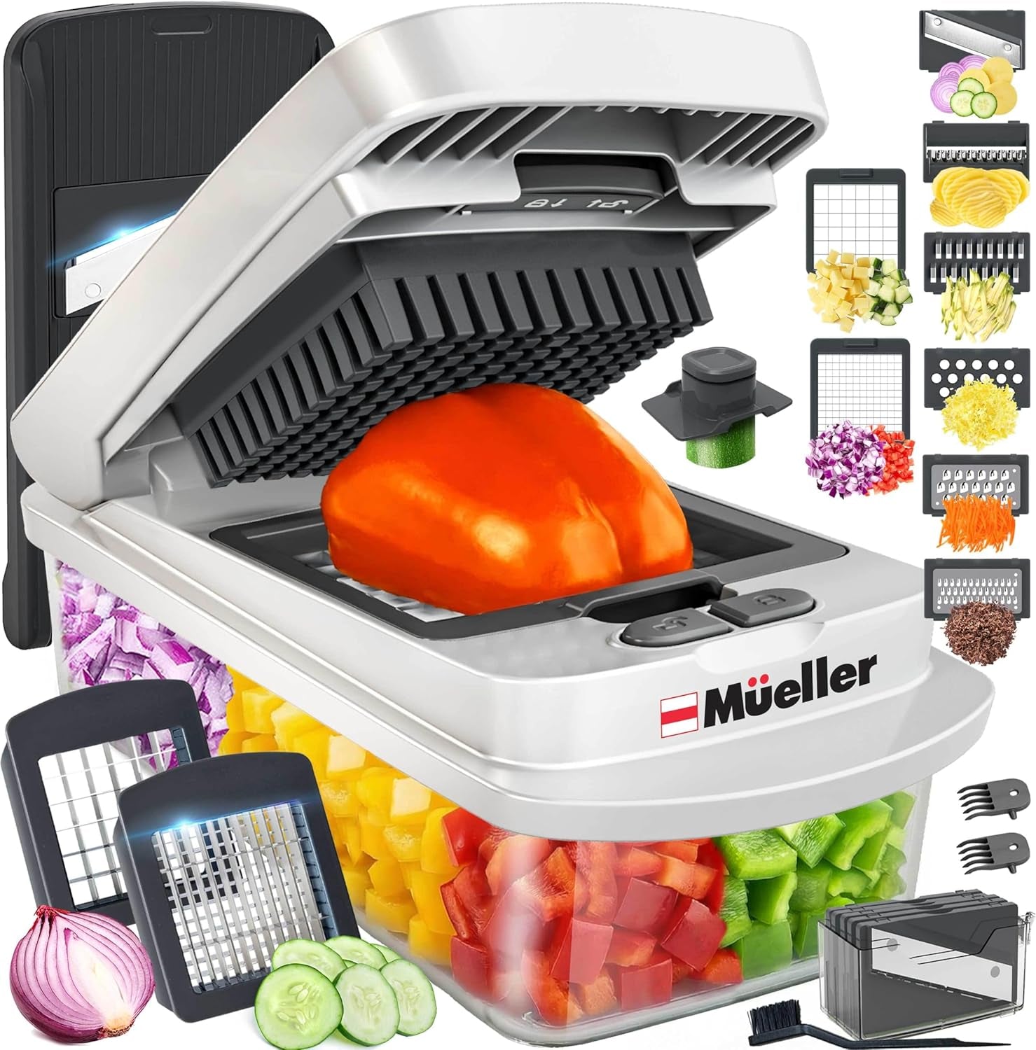 the Real Original Pro Chopper since 2013 Vegetable Chopper Mandoline Slicer, 8 Blade Food Veggie Chopper Onion Vegetable Cutter with Container, Kitchen Gadgets & Essentials, (10 in 1)