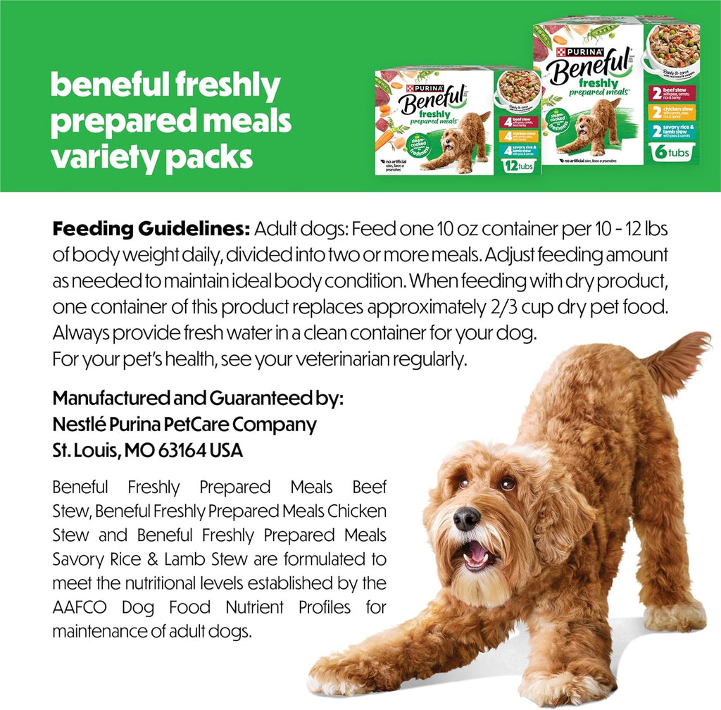 Purina  Gravy Wet Dog Food Variety Pack, Prepared Meals Stew - (12) 10 Oz. Tubs