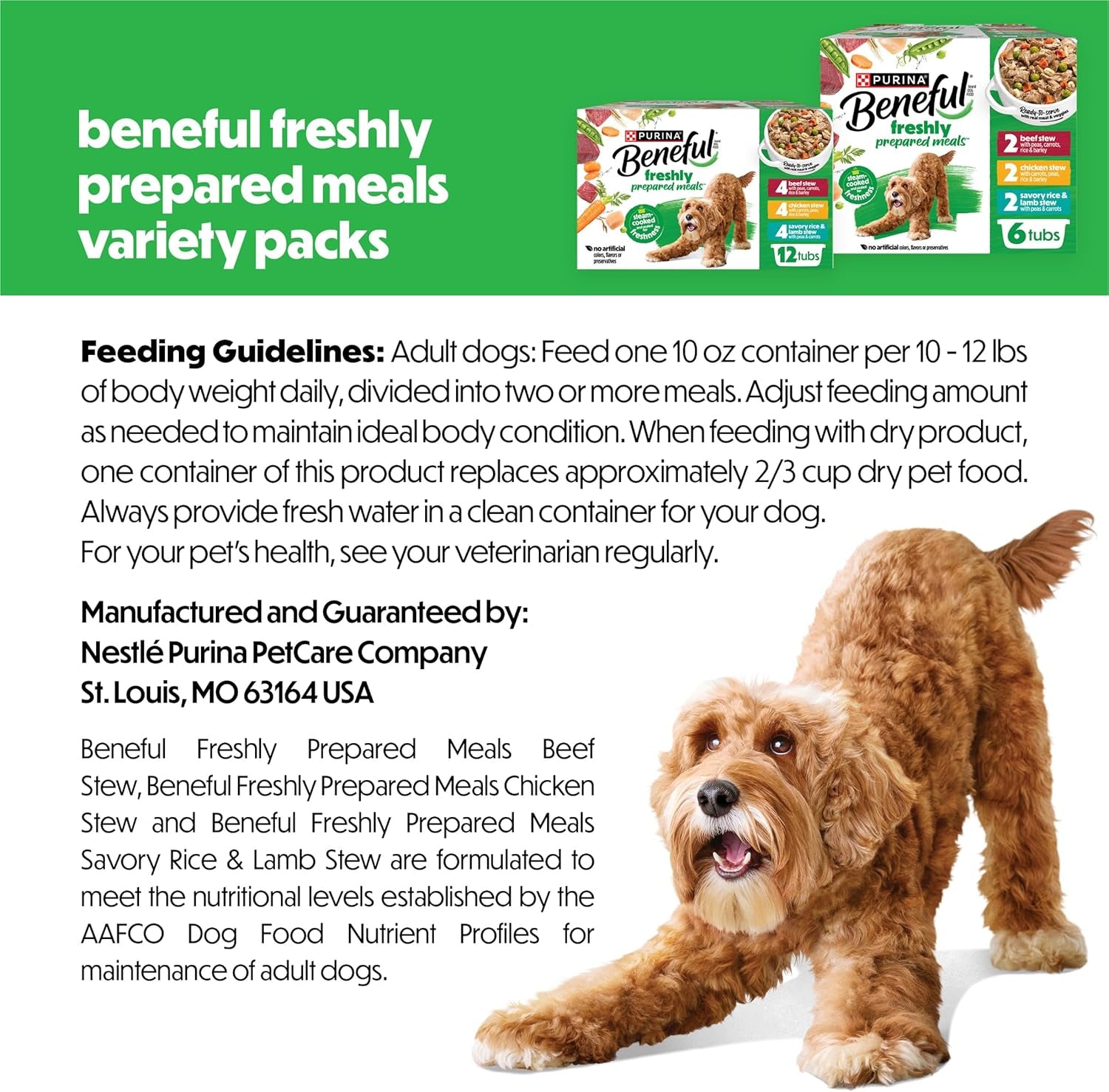 Purina  Gravy Wet Dog Food Variety Pack, Prepared Meals Stew - (12) 10 Oz. Tubs