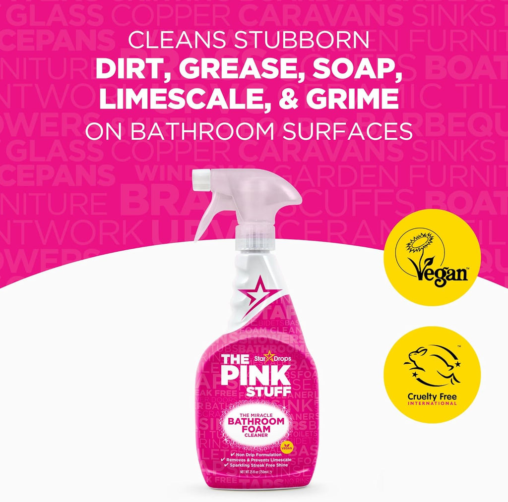 - the Pink Stuff - Miracle Cleaning Ultimate Bundle – Paste, Multi-Purpose Spray, Bathroom Foam Spray, and Cream Cleaner – Ideal for Kitchens, Bathrooms, Outdoors, and More