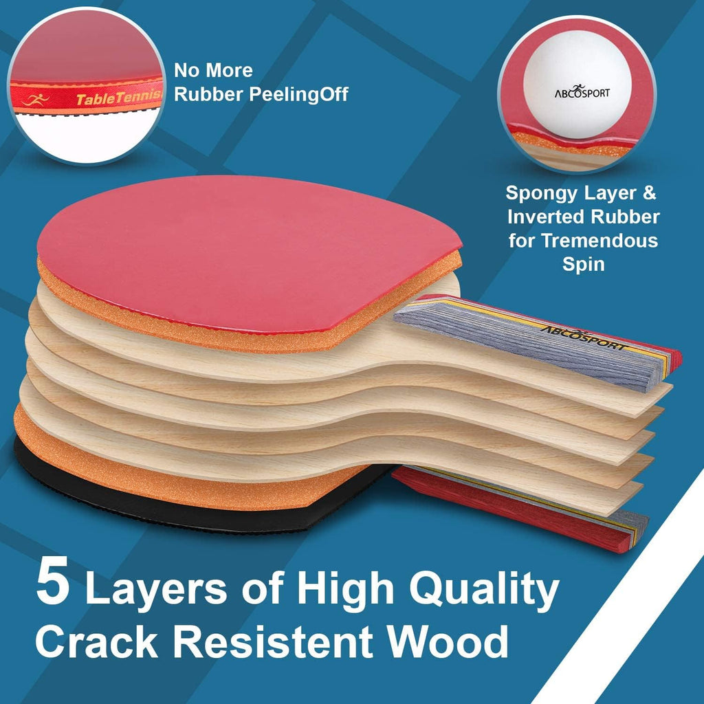 Table Tennis Set - Ping Pong Paddles and Balls for Professional and Recreational Play - Durable Design for Tournaments and Home Games - Portable for Family Fun and Practice