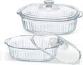 4-Piece Glass Casserole Baking Dish, Set of 2 Casseroles with Glass Lids, 1.9 Qt and 3 Qt