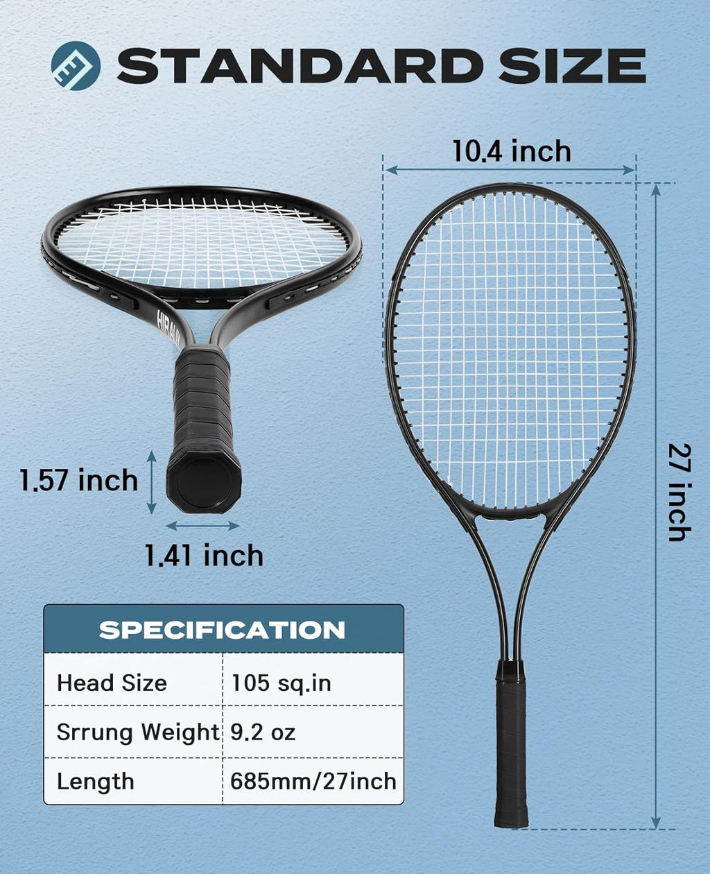 Tennis Rackets 2 Pack for Adults Beginners - 27 Inch Lightweight Aluminum Tennis Racquet Set with 3 Balls & Carry Bag - Vibration Dampening & Large Sweet Spot for Men Women Couples