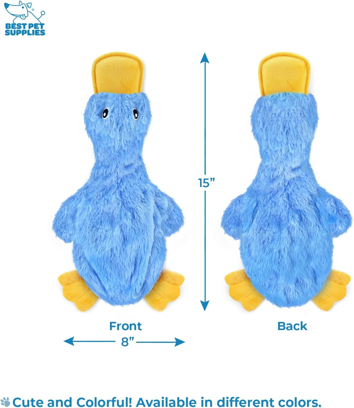 Interactive Squeaky Dog Chew Toy, Ideal Dog Toys for Chewers, Small, Medium & Large Dogs, and Fetch Lovers - Crinkle Duck (Blue), Large