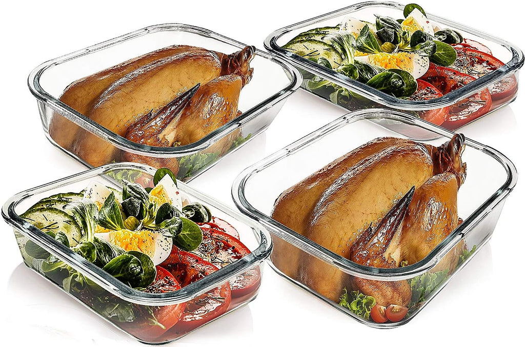 [80 Oz & 36 Oz Extra Large Glass Food Storage/Baking Containers Set with Lids, 2 Pack 80 Oz(10 Cup)&2 Pack 36 Oz (4.5 Cup) Airtight Glass Container,Microwave,Oven,Freezer and Dishwasher