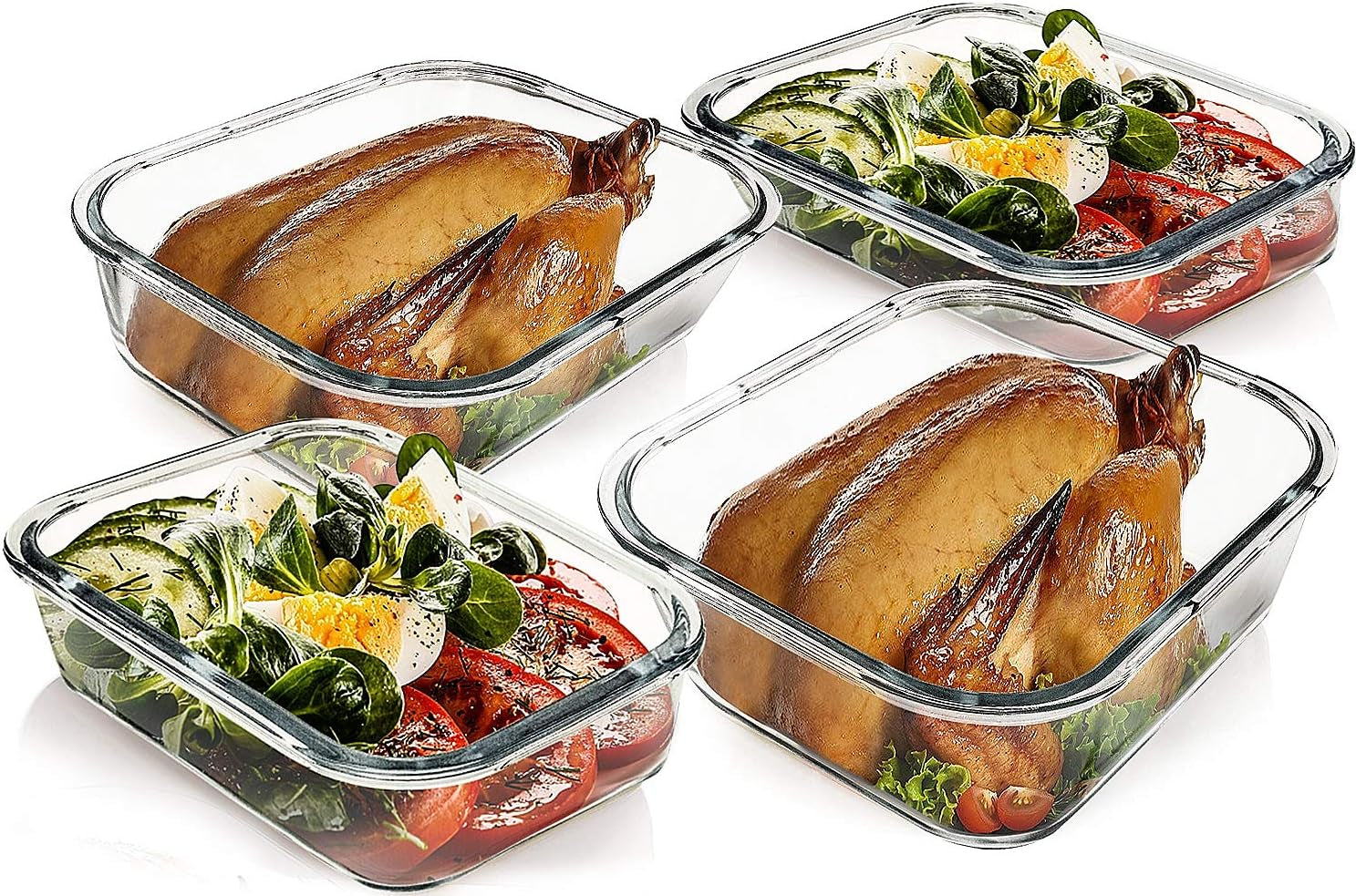 [80 Oz & 36 Oz Extra Large Glass Food Storage/Baking Containers Set with Lids, 2 Pack 80 Oz(10 Cup)&2 Pack 36 Oz (4.5 Cup) Airtight Glass Container,Microwave,Oven,Freezer and Dishwasher