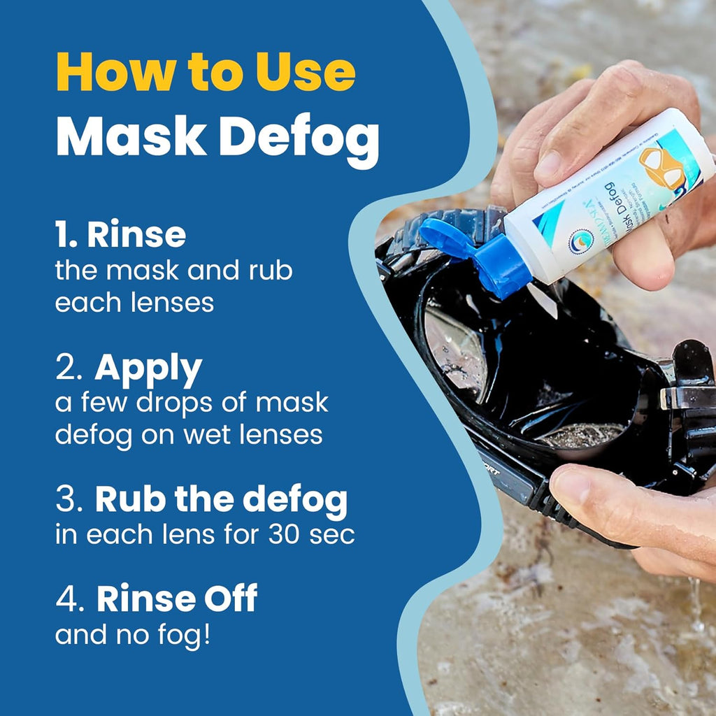 Reef Safe Anti-Fog Spray for Swim Goggles, Snorkel, Scuba & Ski Masks – Defogger for Diving, Snorkeling – 2Fl Oz