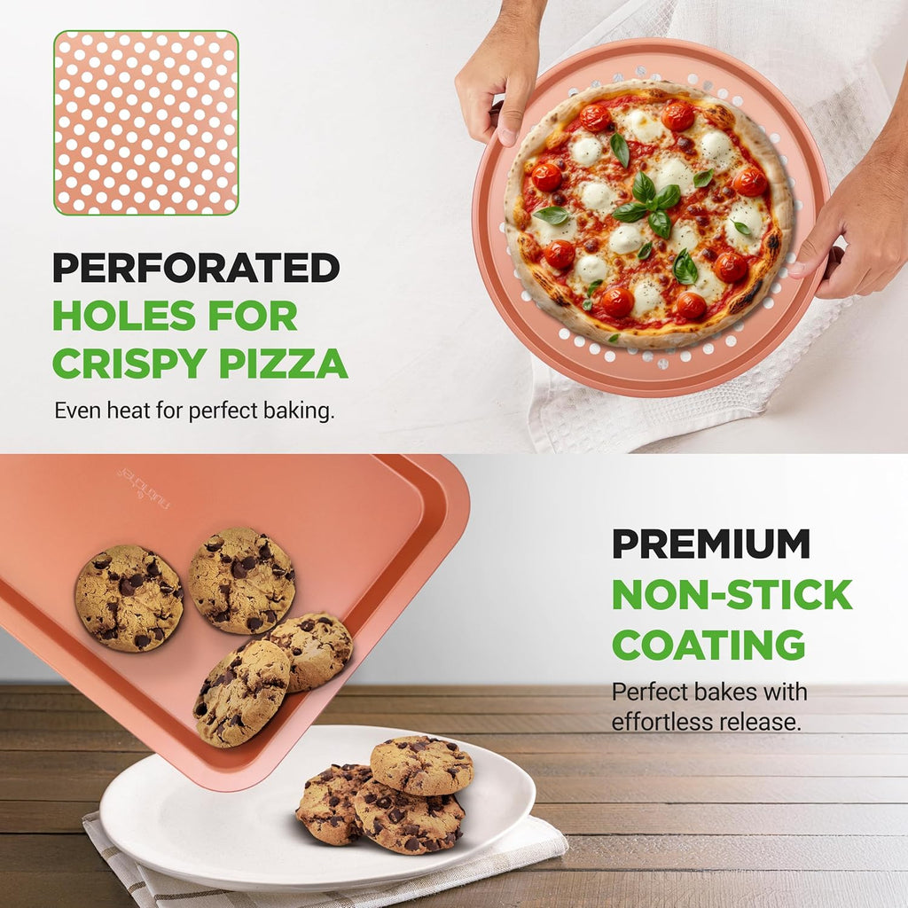 10-Piece Oven Baking Pans Set - Deluxe Carbon Steel Bakeware Set with Non-Stick Gray Coating inside and Out, Dishwasher Safe & PFOA, PFOS, PTFE Free