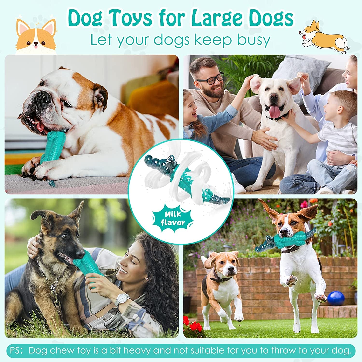 Dog Toys for Aggressive Chewers - Tough, Indestructible Dog Chew Toys for Large, Medium, Small Breed Dogs to Keep Them Busy