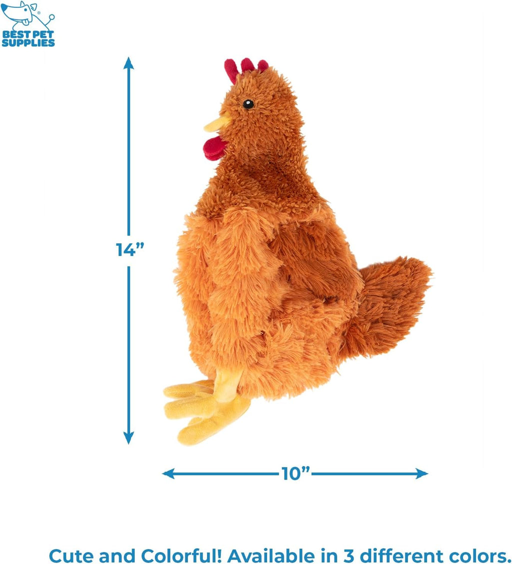 Interactive Squeaky Dog Chew Toy, Ideal Dog Toys for Chewers, Small, Medium & Large Dogs, and Fetch Lovers - Crinkle Chicken (Brown), Large
