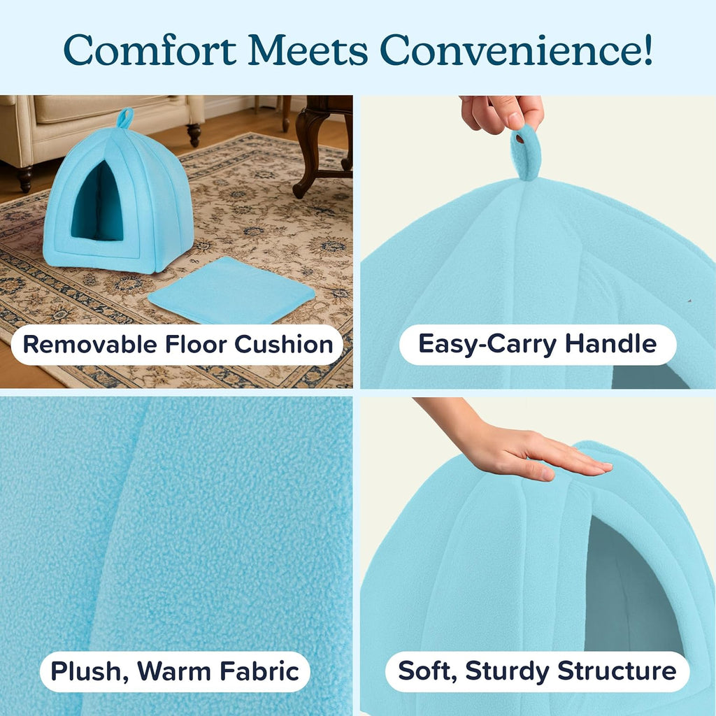 Cat House - Indoor Cat Bed with Removable Foam Cushion - Pet Tent for Kittens, Rabbits, Guinea Pigs, and Other Small Animals by