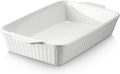 Casserole Dish, 9X13 Ceramic Baking Dish, Large Lasagna Pan Deep for Oven, 4.2 Quarts Baking Pan with Handles, Oven Safe and Durable Bakeware for Lasagna, Home Decor, Wedding Gift, Soft White