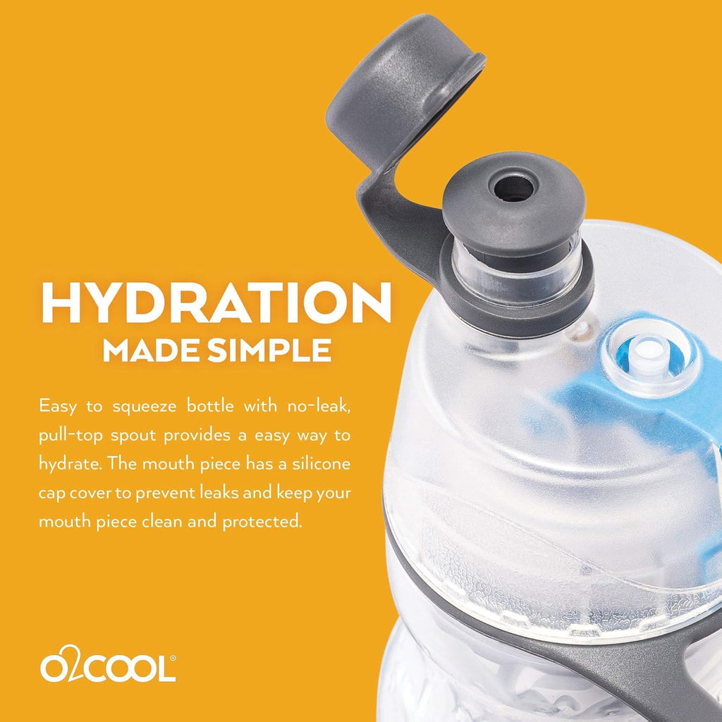 Mist 'N Sip Misting Water Bottle 2-In-1 Mist and Sip Function with No Leak Pull Top Spout Reusable Sports Water Bottle - 20 Oz (Soccer)
