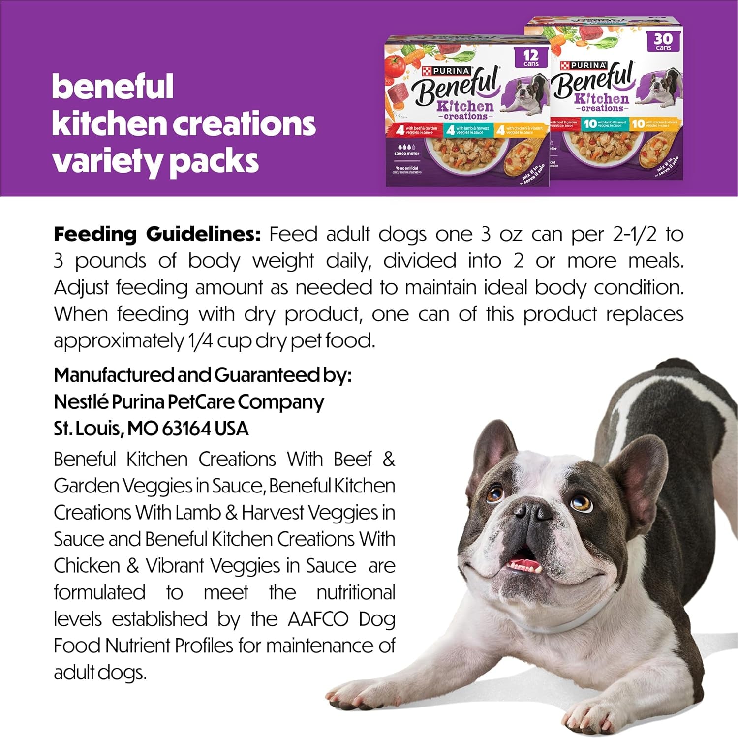 Purina  Kitchen Creations with Beef, Chicken, or Lamb Wet Dog Food Variety Pack - (Pack of 30) 3 Oz. Cans