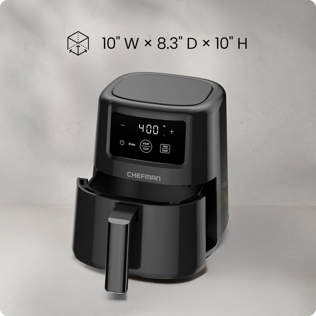 2 Qt Mini Air Fryer – Digital Space-Saving Compact Air Fryer with Nonstick and Dishwasher Safe Basket, Quick & Easy Meals in Minutes, Features Digital Timer and Shake Reminder – Black