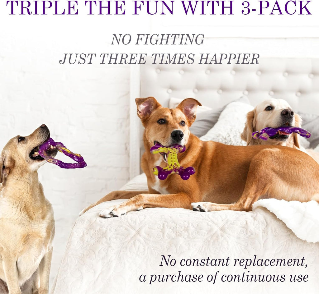 Tough Dog Toys for Aggressive Chewers 3 Pack, Indestructible Dog Toys for Large Dogs, Dog Chew Toys, Aggressive Chew Toys to Keep Them Busy, Dog Toy for 30-75Lbs Medium/Large Breeds