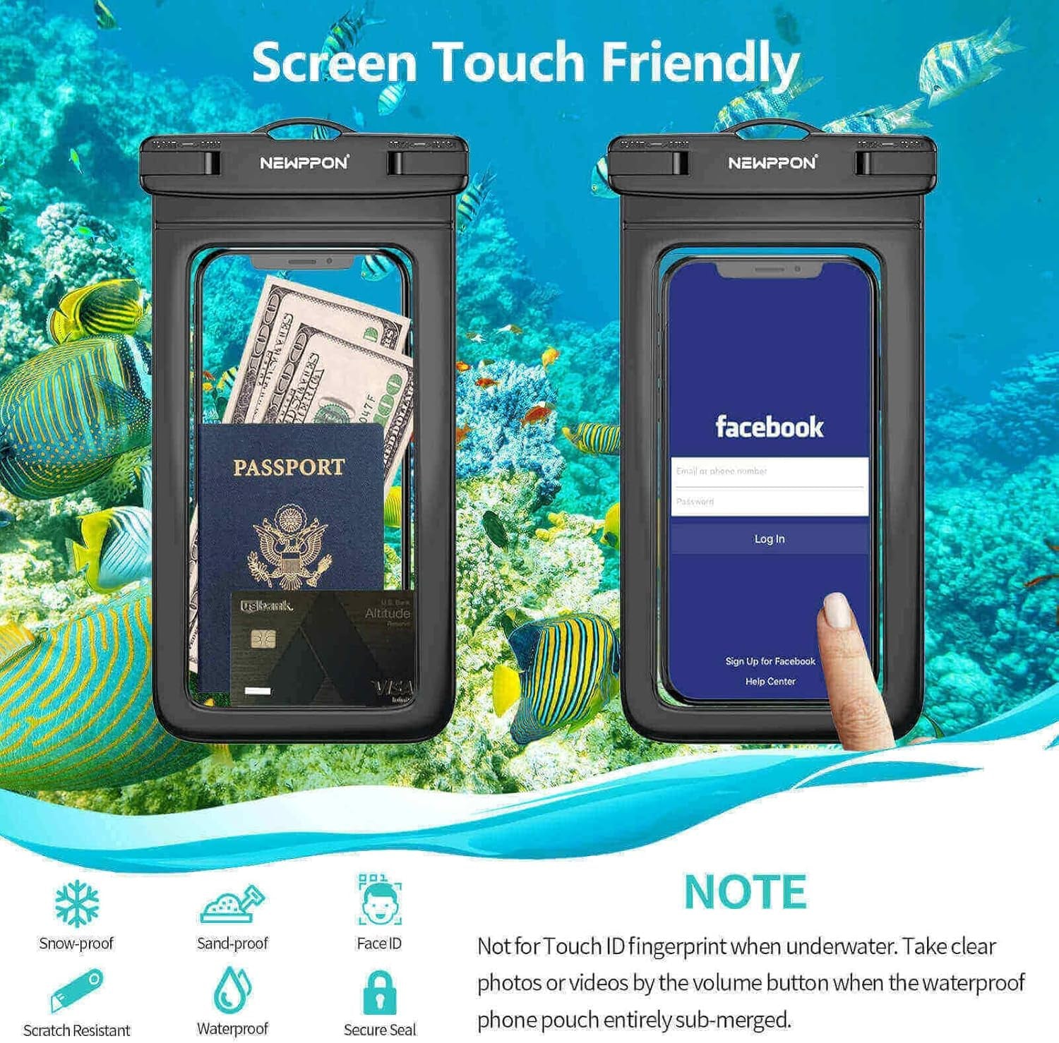 4 Pack 8.5“ Waterproof Cell Phone Pouch - Underwater Dry Bag Case Lanyard -Water Proof Clear Holder Protector for Iphone 17 16 Pro Max plus Air Samsung Galaxy S25 Ultra Note for Beach Swimming