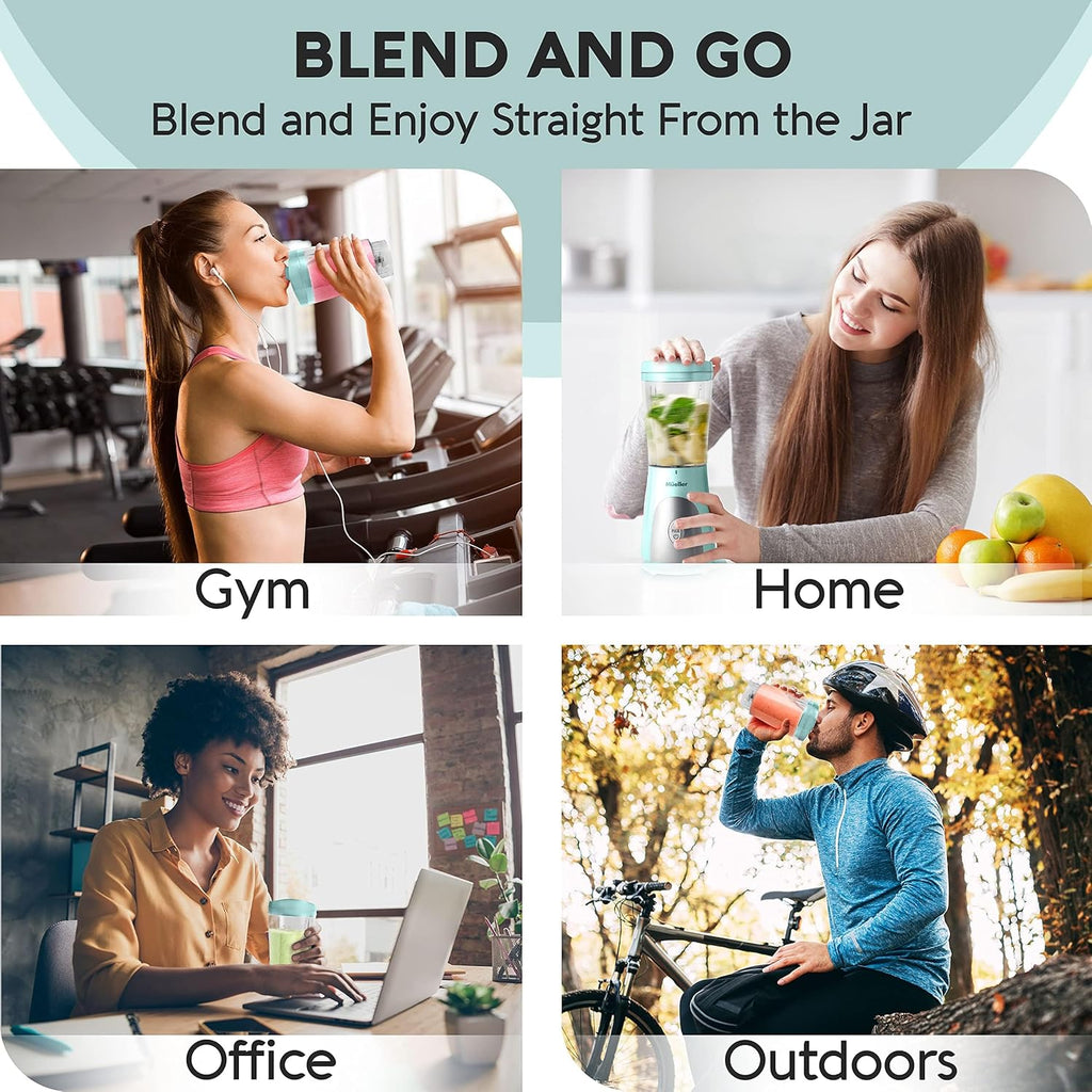Heavy-Duty Personal Blender for Shakes and Smoothies with a 15 Oz Travel Cup and Lid, Juices, Baby Food, Portable Blender & Food Processor, Turquoise