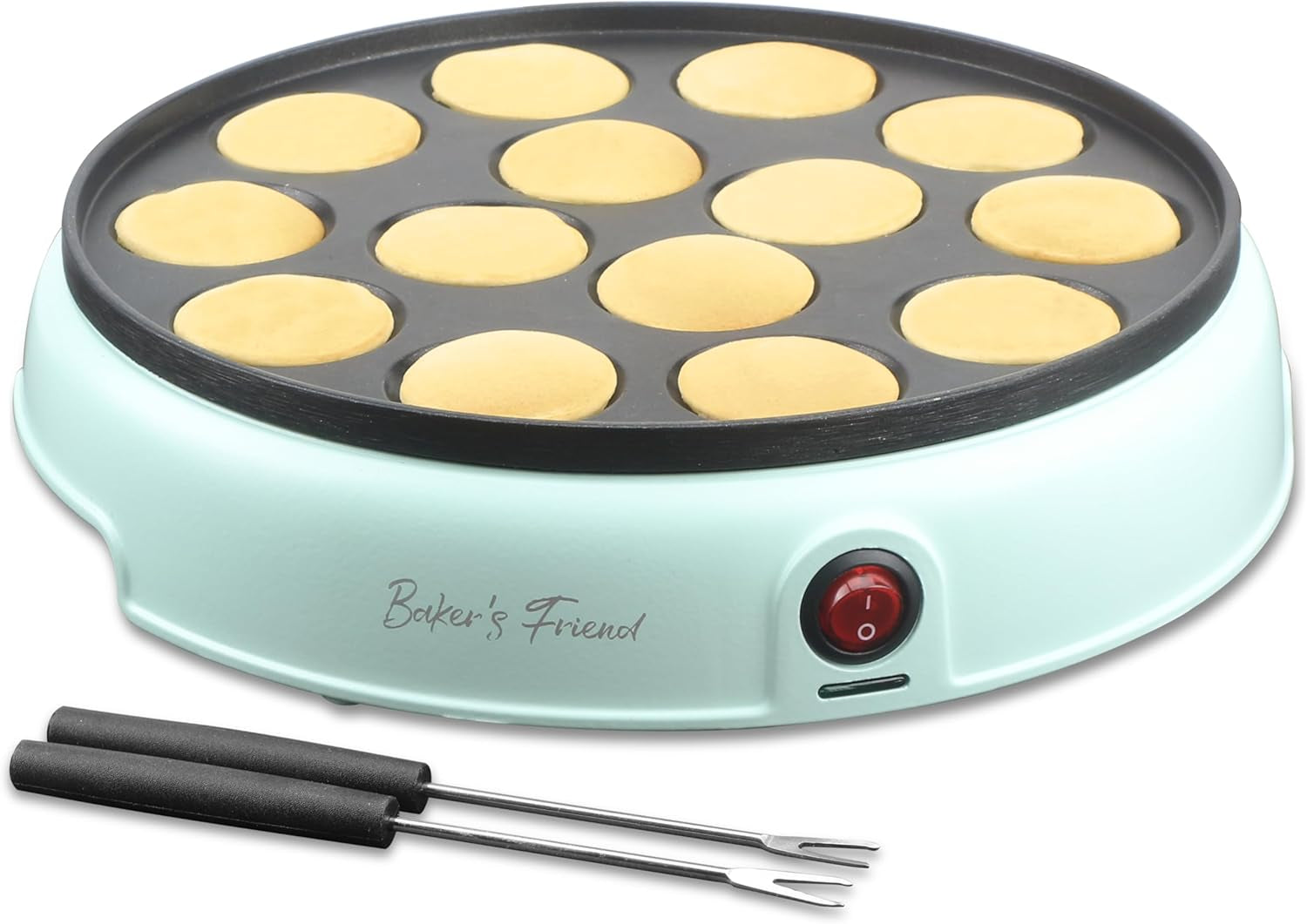 Mini Pancakes Maker Machine, Dutch Mini Pancake Griddle, 14 Holes Electric Poffertjes Pan, Ideal for Breakfast, Snacks, Desserts & More