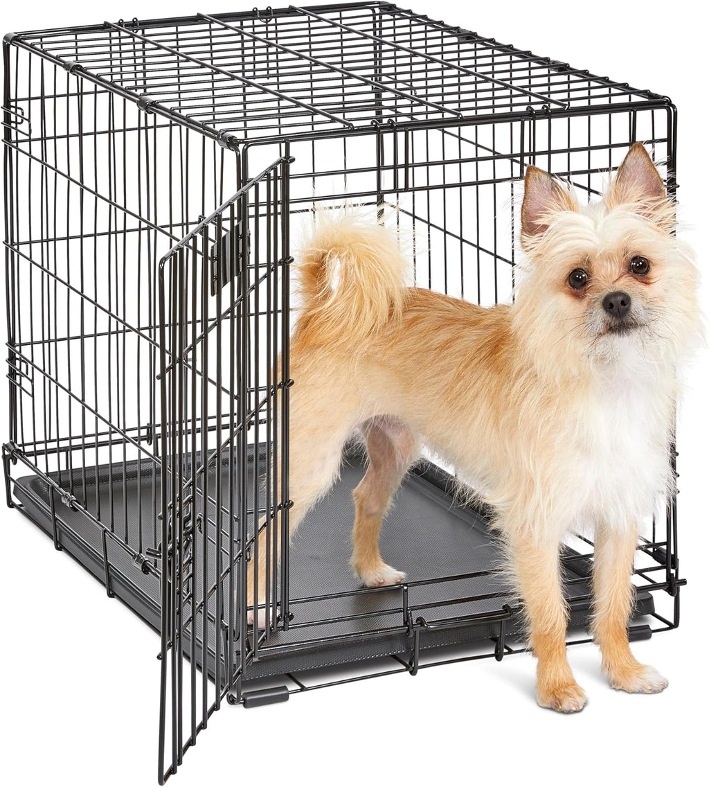 24-Inch Icrate for Small Breeds, 12-20 Lbs, Single Door Folding Dog Crate with Divider Panel, Leak-Proof Tray & Secure Latch, Portable, Durable & Easy to Assemble
