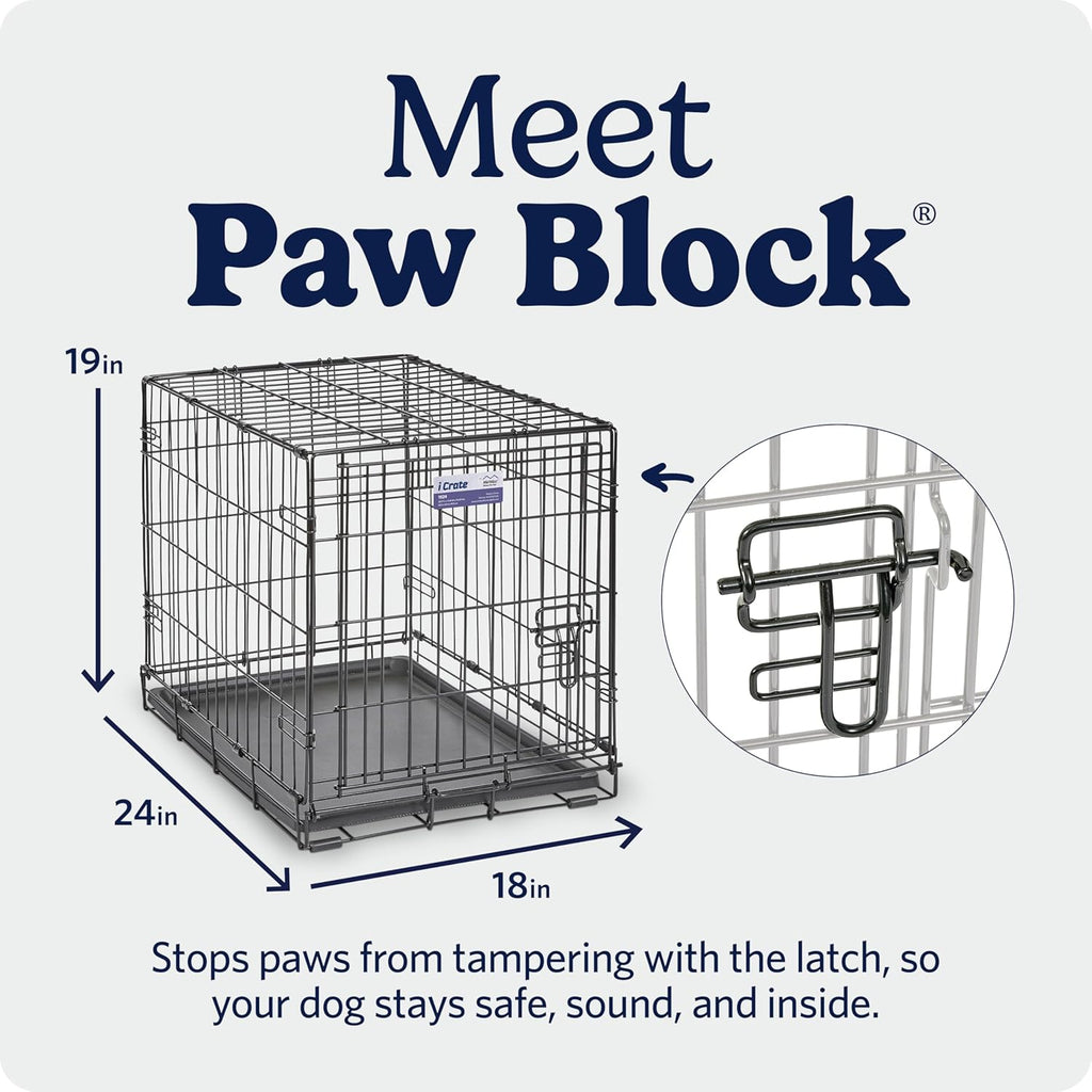 24-Inch Icrate for Small Breeds, 12-20 Lbs, Single Door Folding Dog Crate with Divider Panel, Leak-Proof Tray & Secure Latch, Portable, Durable & Easy to Assemble