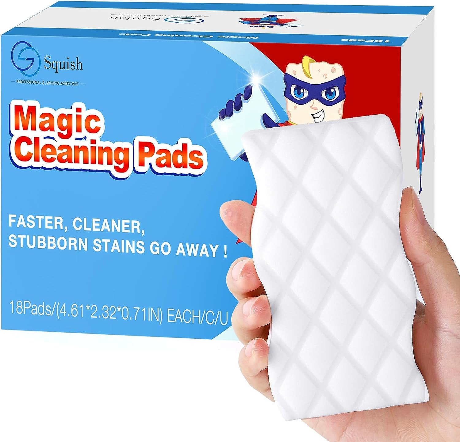 Magic Eraser Sponge, 18 Pack Cleaning Pads for Walls, Oven, Kitchen, and Shoe Cleaner with Melamine Foam, Universal Cleaner