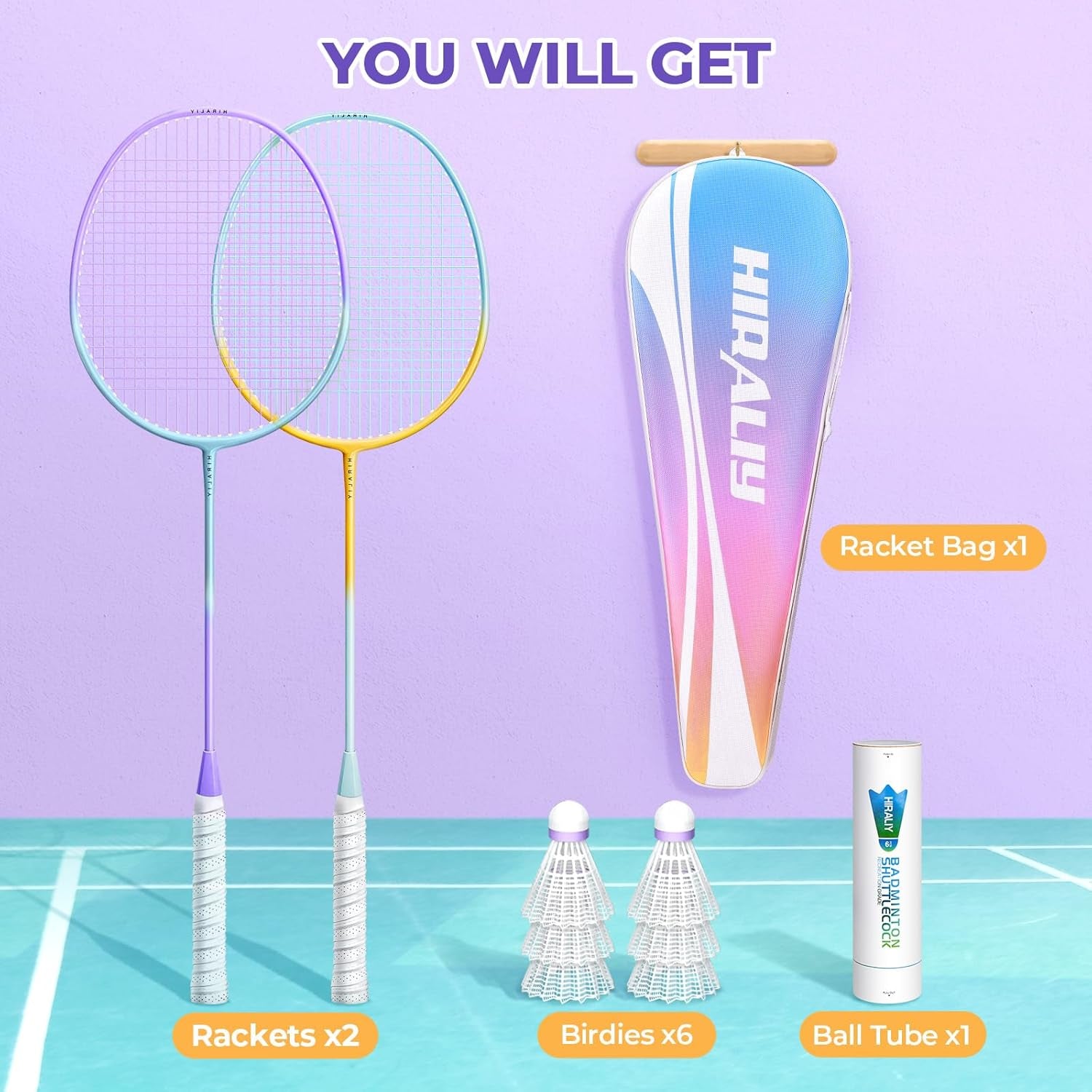 Badminton Rackets Set for Backyards, Badminton Set, Includ 2/4 Rackets, 6/12 Birdies, 1 Carrying Bag, Outdoor Game for Adult Family Beginner