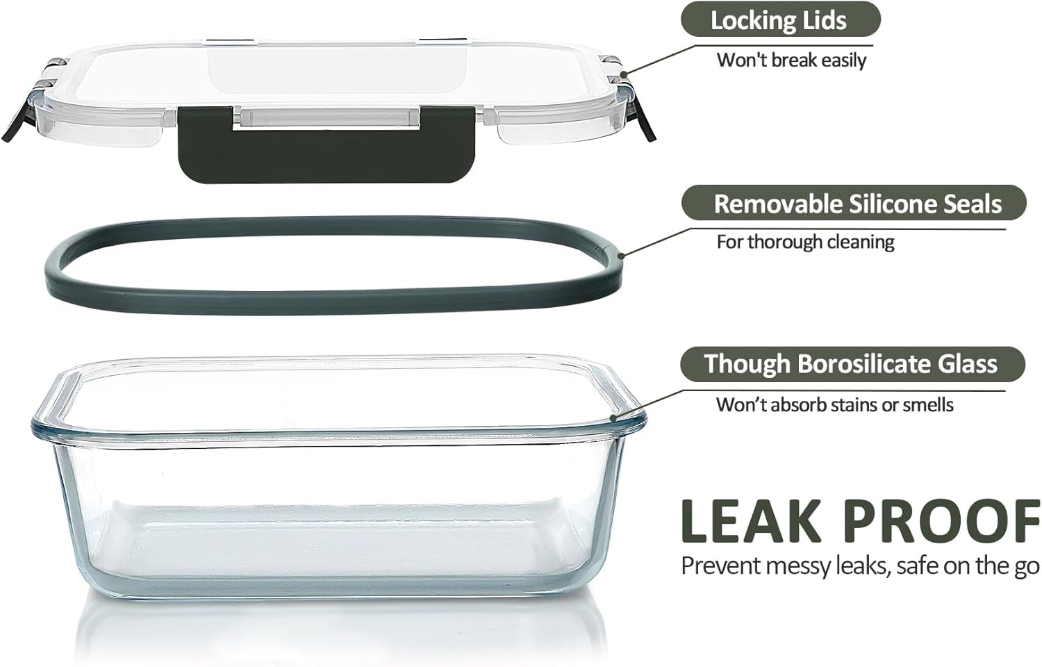 [80 Oz & 36 Oz Extra Large Glass Food Storage/Baking Containers Set with Lids, 2 Pack 80 Oz(10 Cup)&2 Pack 36 Oz (4.5 Cup) Airtight Glass Container,Microwave,Oven,Freezer and Dishwasher