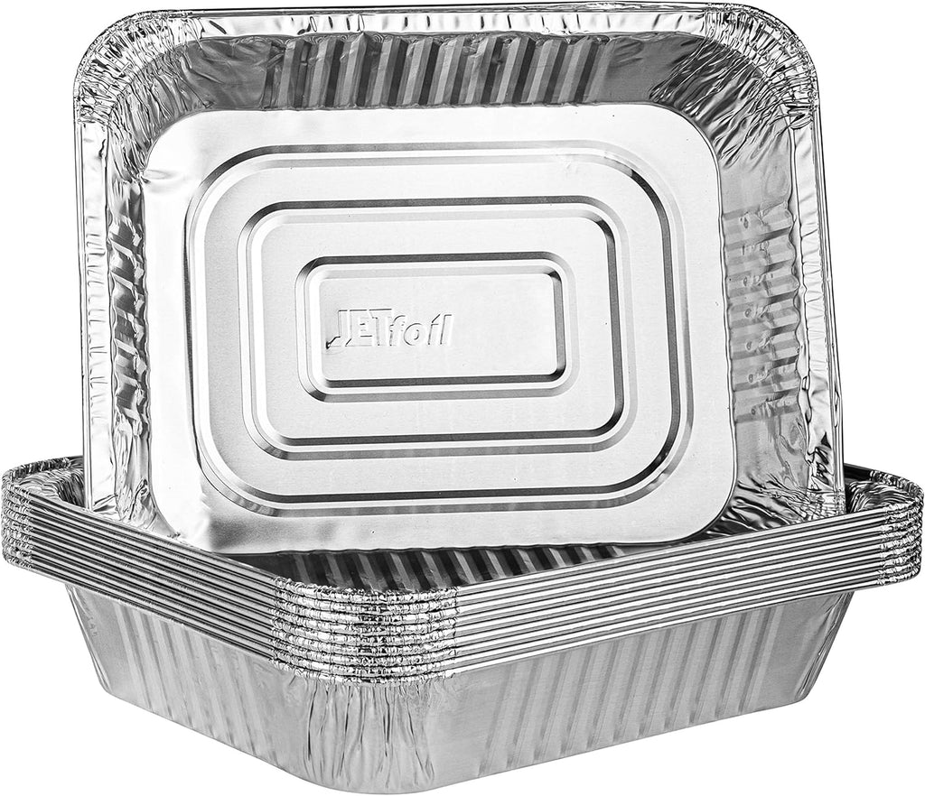 Disposable 9 X 13 Aluminum Foil Pans Half Size Deep Steam Table Bakeware - Cookware Perfect for Baking Cakes, Bread, Meatloaf, Lasagna Pack of 10