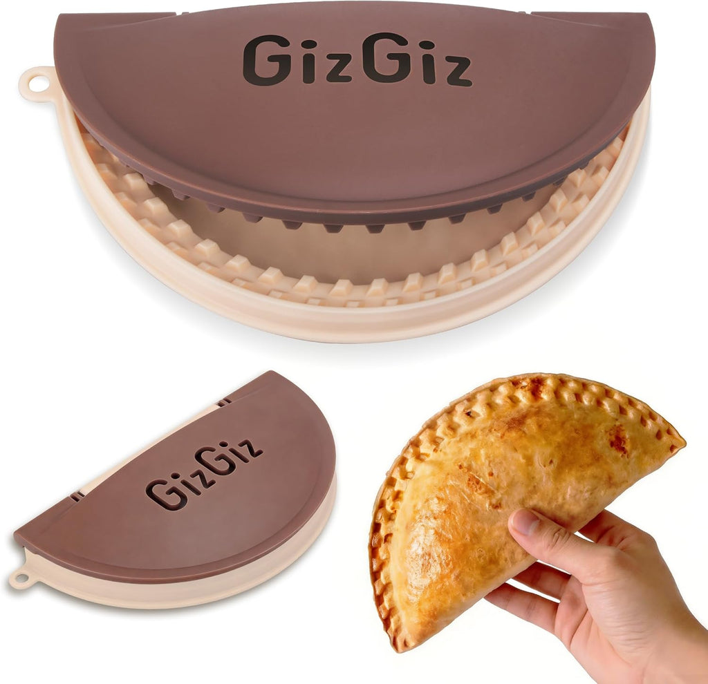Gizgiz Double-Serrated Tortilla Sealer, Empanada Maker Press, Tortilla Crimper for 8 Inch Tacos, Burrito Tortilla & Quesadilla, Bpa-Free, Dishwasher Safe, Brown