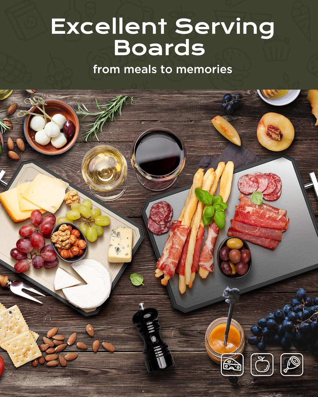 Stainless Steel Cutting Board,Double Sided Steel Bread Boards for Kitchen,Stainless Steel/Wheat Straw Pp Large Board for Meat,Non Toxic Chopping,16 * 11 Inch,Dishwasher Safe