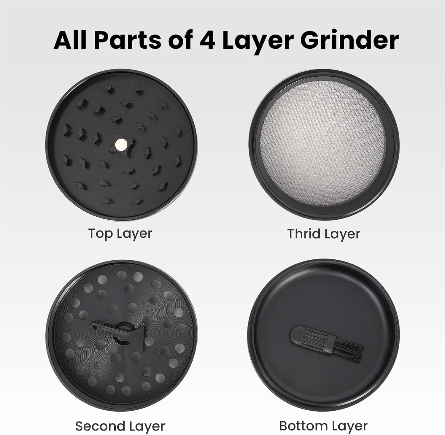 3 Inch Spice Herb Grinder with Storage Bag and Storage Can - Multipurpose Large Manual Grinders for Home Kitchen and Daily Use, Black
