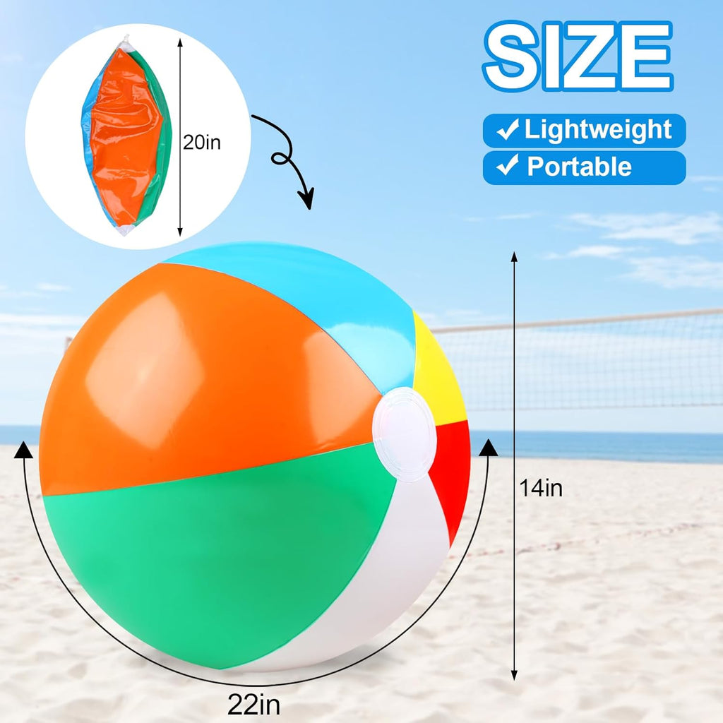 2 Pack Beach Balls, 20 Inch Beach Balls, Rainbow Color Pool Toys Pool Balls for Swimming Pool, Beach Toys Inflatable Ball for Summer Parties and Water Games