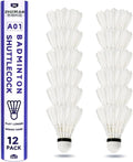 Goose Feather Badminton Shuttlecocks,12 Pack Nylon Feather Badminton Birdies-Hight Speed Training Birdie Ball for Indoor and Outdoor Matches,Highly Stable & Durable Shuttle Balls