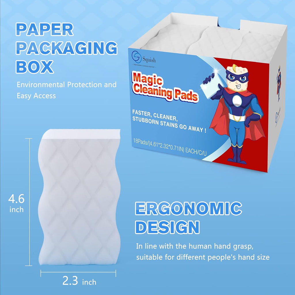 Magic Eraser Sponge, 18 Pack Cleaning Pads for Walls, Oven, Kitchen, and Shoe Cleaner with Melamine Foam, Universal Cleaner
