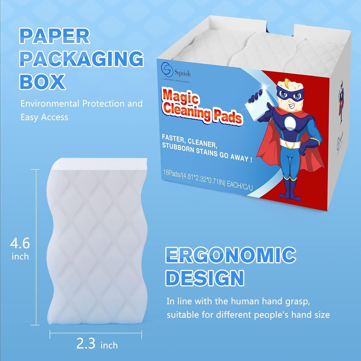 Magic Eraser Sponge, 18 Pack Cleaning Pads for Walls, Oven, Kitchen, and Shoe Cleaner with Melamine Foam, Universal Cleaner