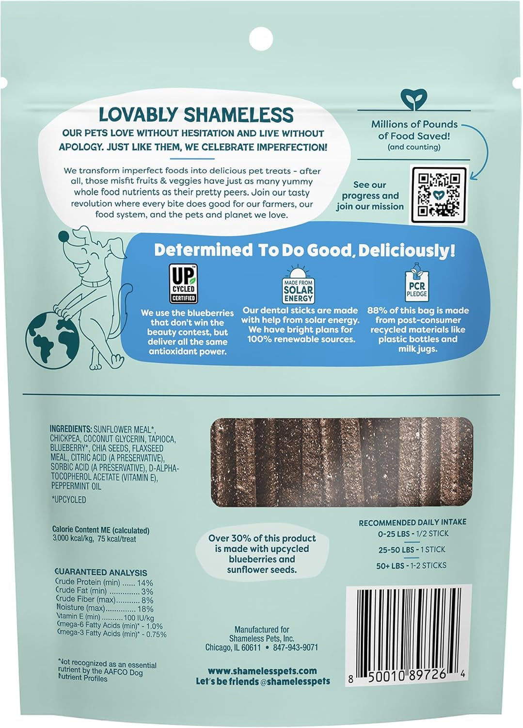 Blueberry & Mint Dental Chews for Dogs, 8 Chews - Natural Dog Teeth Cleaning Treats with Fresh Breath Benefits | Grain-Free Dental Sticks for Small, Medium & Large Dogs