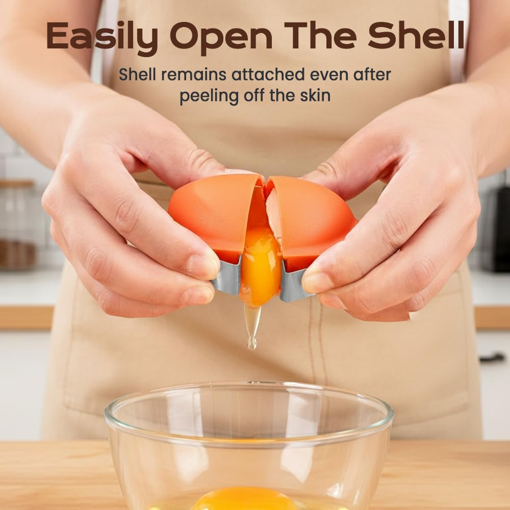 2026 New Egg Shell Opener, Stainless Steel Egg Cracker Tool, Multifunctional Eggs Separator for Raw and Hard Boiled Eggs Peeler Shell Remover, Kitchen Gadget (Orange 1Pcs)