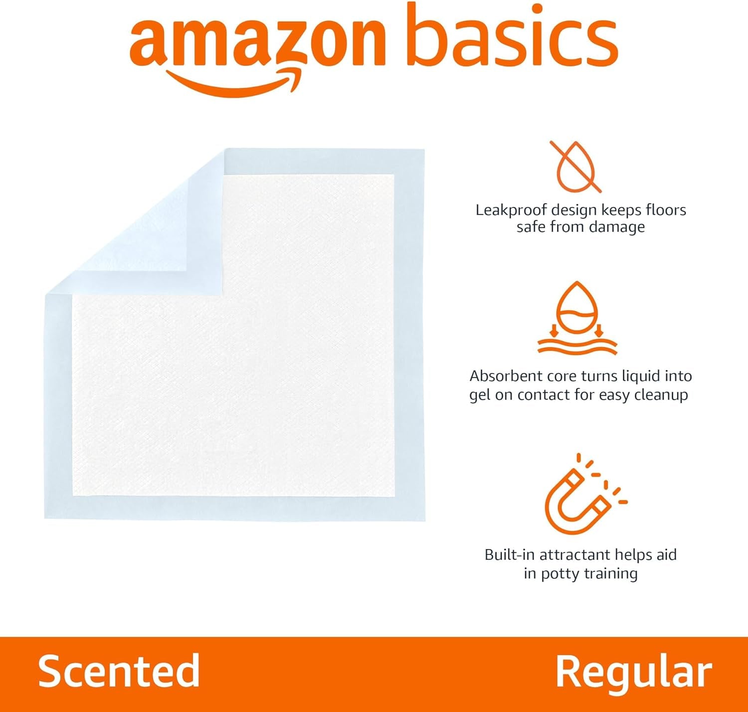 Scented Dog and Puppy Pee Pads, 5-Layer Leak-Proof Super Absorbent, Quick-Dry Surface for Potty Training, Regular Size 22 X 22 Inches, Blue & White, 30 Count