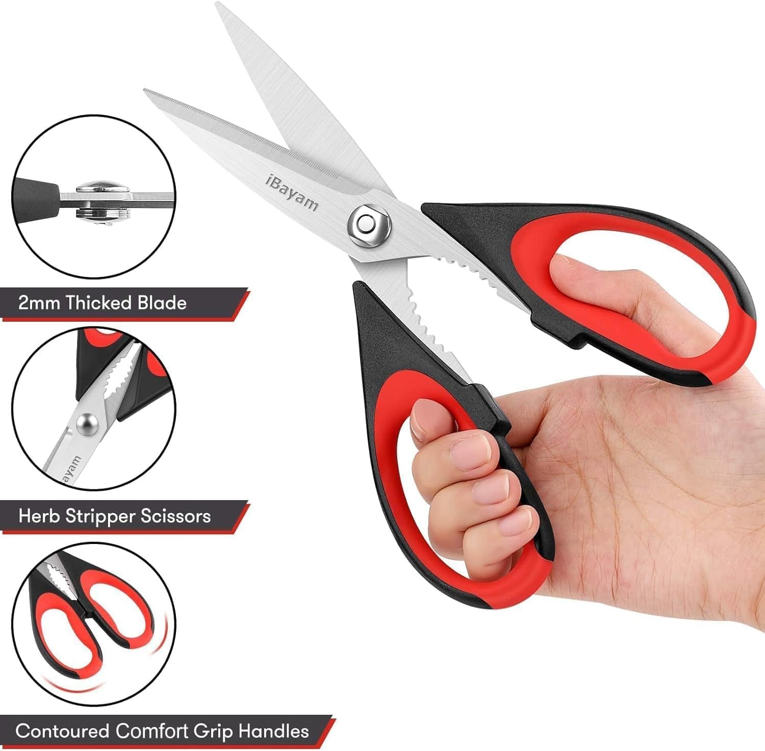 Kitchen Scissors All Purpose Heavy Duty 2 Pack with Protective Sheath, Stainless Steel Shears Kitchen Utensils Set for Cutting Food Cooking Meat Poultry Dishwasher Safe Soft Comfort-Grip