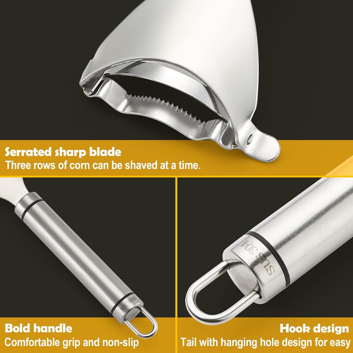 Corn Peeler Stainless Stee Corn Cob Stripper Tool Corn Thresher from the Cob, Removes Corn Kernels from Corn Cobs in Seconds, Kitchen Gadget