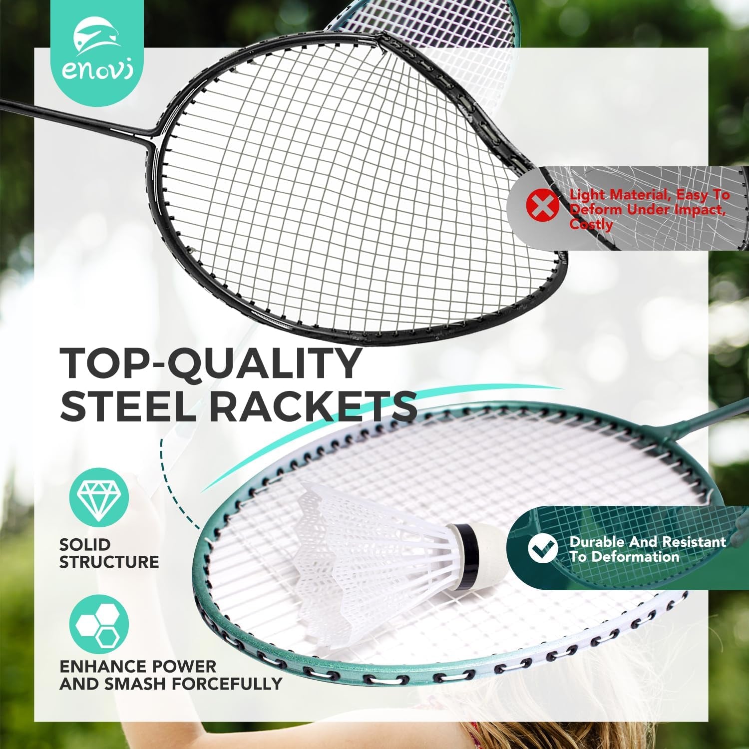 Easygo Badminton Set, with Net, 4 Racket, 4 Birdies, Portable Storage Box, for Backyards, Outdoor Games, Yard Games
