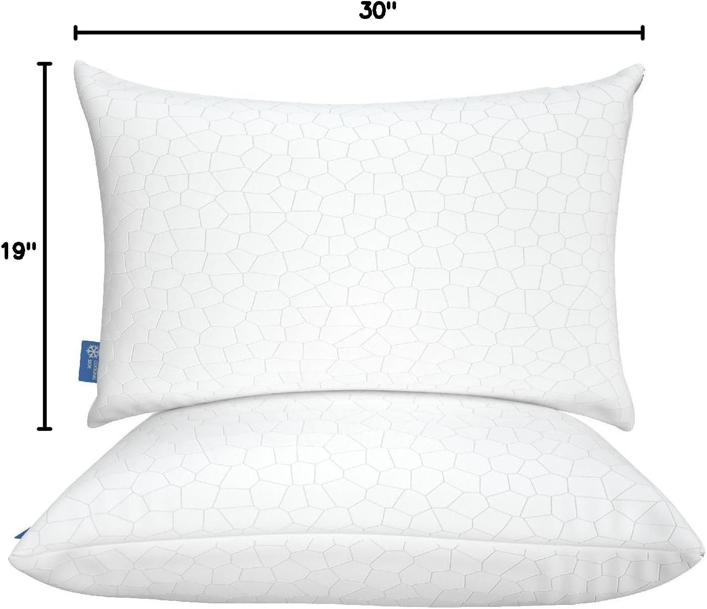 Cooling Pillow for Sleeping, Certipur-Us Shredded Memory Foam Queen Pillows Set of 2, Cool Pillow for Hot Sleepers Adjustable Firm Pillow for Side, Back, Stomach Sleepers Soft yet Support,White