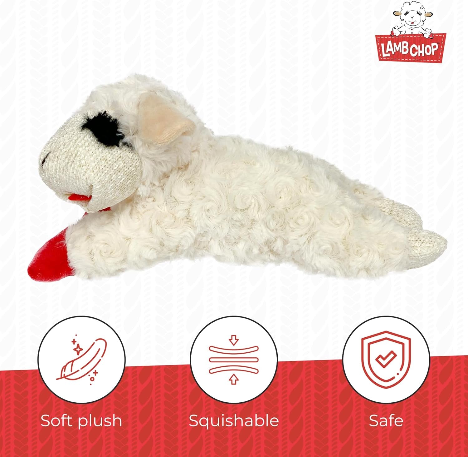 Lamb Chop Dog Plush Toy - Squeaky Toy for Small & Medium Dogs - Extra Soft Plush - Stuffed Animal for Cuddling & Playing (10", Cream, 5 Squeakers)