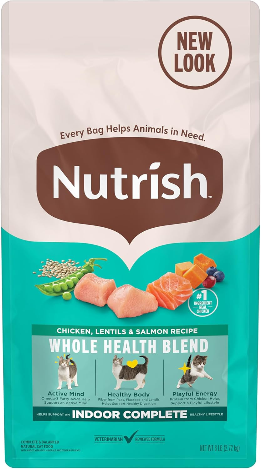 Indoor Complete Chicken, Lentils & Salmon Recipe Dry Cat Food, 6 Lb. Bag, Packaging May Vary (Rachael Ray)