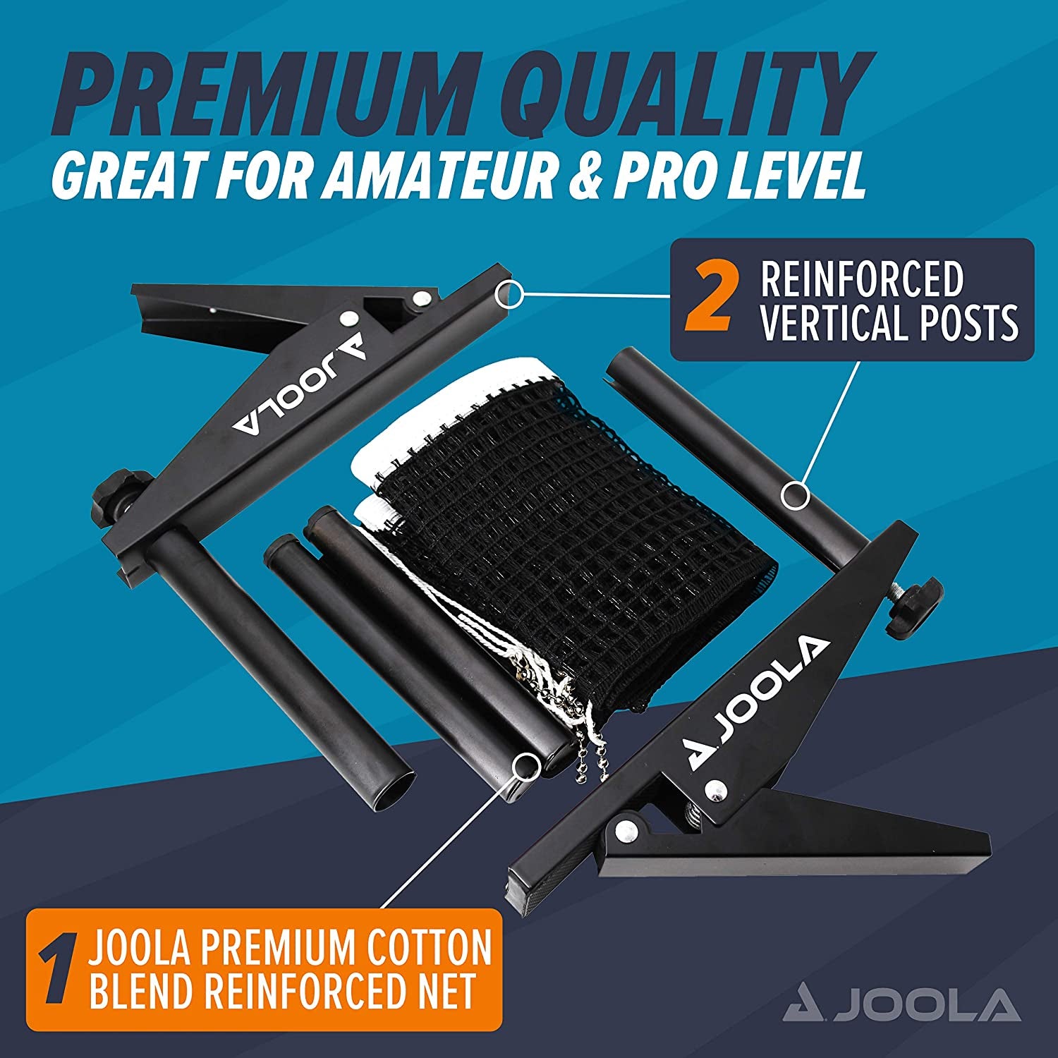 Premium inside Table Tennis Net and Post Set - Portable and Easy Setup 72" Regulation Size Ping Pong Spring Clamp Net, Black