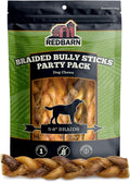 All Natural 5"-8" Braided Bully Sticks for Small & Large Dogs - Healthy Long Lasting Beef Chews Variety Party Pack - Single Ingredient Low Odor Rawhide Free - 8 Oz Bag